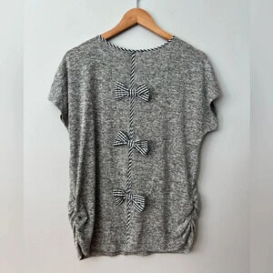 Tutta Bella Maternity Striped Bows Short Sleeve  Shirt | XL